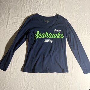 Seattle Seahawks Women’s Medium Long Sleeve V Neck NFL Team Apparel Navy